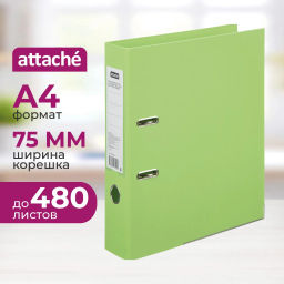 Папка-регистратор 75мм Attache салатовая ПБП2 метал кант карман корешок  фото 2