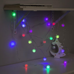 Гирлянда Нить 5 м с насадками Ёжики цветные, IP20, прозрачная нить, 20 LED, свечение мульти (RG/RB), мигание, 220 В - Luazon lighting фото 4