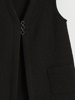 V Yaka Kendinden Desenli Kad?n Yelek