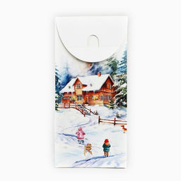 Цена за 5 шт. Коробка складная новогодняя Снежные домики, 9 х 19 х 6 см - Дарите счастье фото 4