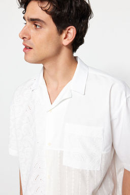 TRENDYOL MAN Limited Edition Beyaz Oversize Brode Bloklu Yazl?k Gomlek TMNSS23GO00135 - Trendyolmilla фото 10