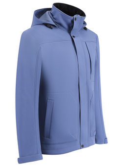 Ветровка мужская софтшелл виндстоппер с капюшоном спортивная синего цвета 9617_1S