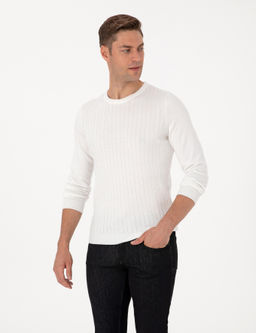 Ekru Slim Fit Bisiklet Yaka Triko Kazak - Pierre cardin фото 3