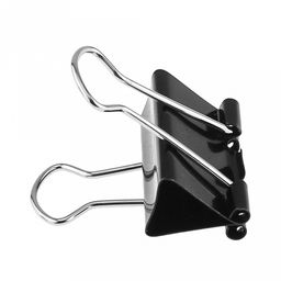 Зажим для бумаги 25мм металл, цвет - черный, набор 48 штук, в пластиковой банке д9,8см h6,1см (Китай)