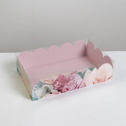 Цена за 5 шт. Коробка для печенья, кондитерская упаковка с пластиковой крышкой, Прекрасные грёзы, 20?30?8 см