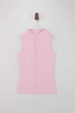 Wardrobe Essentials-Ac?k Pembe Fitted Dugmeli Volanl?/F?rf?rl? Esnek Orme Bluz TWOSS26BZ00171 - Trendyolmilla фото 5