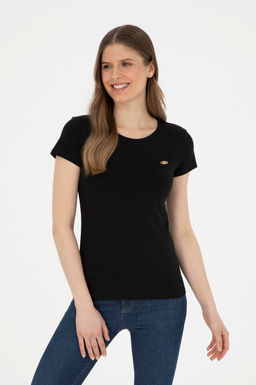 U. S. Polo Assn / Женская черная базовая футболка с круглым вырезом - U.s. polo assn фото 8