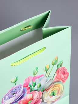 Пакет подарочный ламинированный Весенний букет, мятный, 18?22.3?10 см