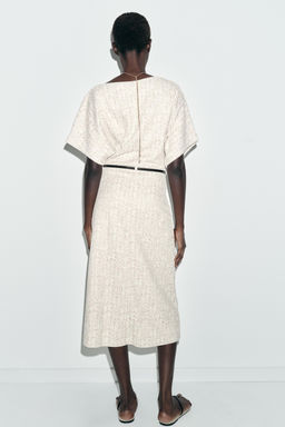 VESTIDO MIDI TEXTURA CINTUR?N / Crudo / Beige - Zara фото 5