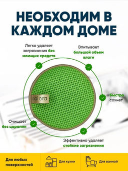 Спонж для мытья посуды Sparkle (Зеленое яблоко) - Wai ora фото 8