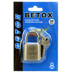 Замок навесной, стальной 30мм Betox Top security, 29х50х15мм, 3 ключа, в блистере (Китай) - Домашняя мода фото 2