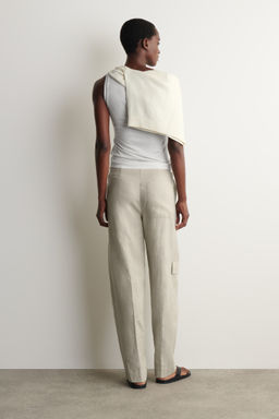 PANTAL?N DE LINO BARREL LEG CON CINTUR?N - H&m фото 4