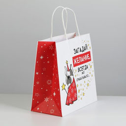 Пакет подарочный новогодний «Загадай желание», 22 х 22 х 11 см