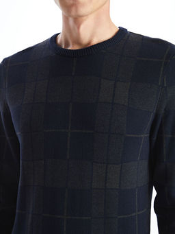 Bisiklet Yaka Uzun Kollu Ekose Erkek Triko Kazak