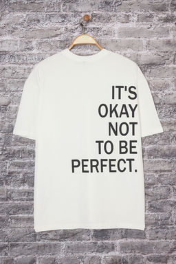 TRENDYOL MAN Beyaz Oversize/Genis Kesim Yaz? Bask?l? %100 Pamuk T-Shirt TMNSS25TS00205 - Trendyolmilla фото 5