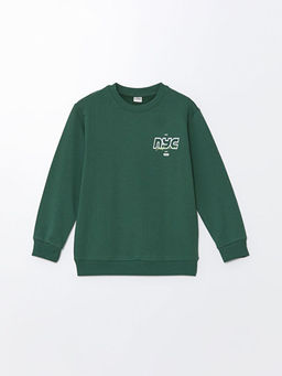 Bisiklet Yaka Bask?l? Erkek ?ocuk Sweatshirt