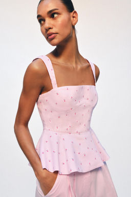 TOP CORSETERO RAYAS FLORES / Rosa