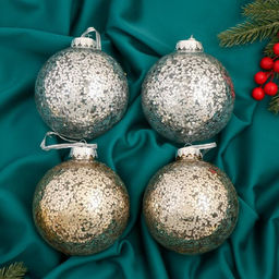 Ёлочные игрушки Праздничный блеск, шары новогодние, d=10 см, набор 4 шт., серебро/золото