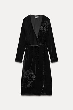ZW COLLECTION EMBROIDERED VELVET KIMONO - Zara фото 6