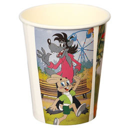 Цена за 10 шт. Стакан одноразовый бумажный "С Днем Рождения!", 250 мл, Союзмультфильм