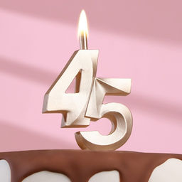 Свеча в торт Юбилейная, цифра 45, 10 см, шампань