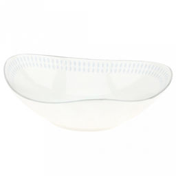 Облако Тарелка глубокая фарфоровая 193х187х60мм, 500мл, треугольная форма, рельефный декор - голубой, отводка, белый (Китай)