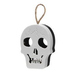 Цена за 12 шт. Фигурка световая RISALUX «Череп», LED-ночник, 1 Вт, RGB, от батареек LR1130, бело-чёрный, 9.5×4×5 см