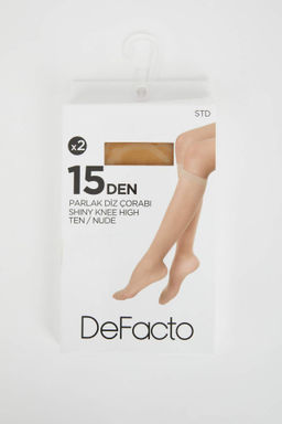 15 Den Fit Kad?n 2li Diz Alt? Corap - Defacto фото 2