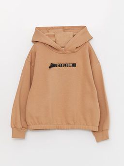 Kap??onlu Bask?l? Uzun Kollu K?z ?ocuk Sweatshirt ve E?ofman Alt? - Waikiki фото 2