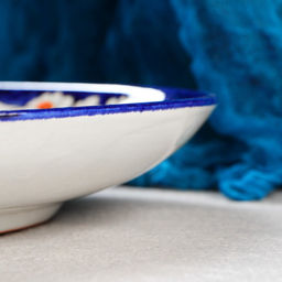 Ляган узбекский Риштанская Керамика «Цветы», d=32 см, синий