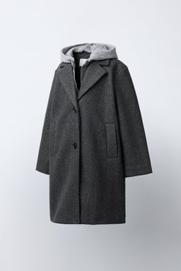 LONG COAT WITH REMOVABLE HOODIE - Zara фото 3
