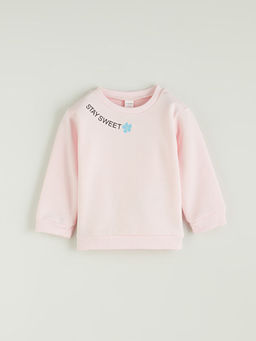 Bisiklet Yaka Bask?l? K?z ?ocuk Sweatshirt