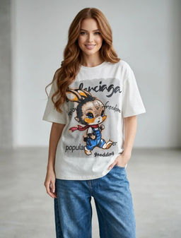 K13600 Футболка OVER SIZE (хлопок) МОЛОЧНЫЙ