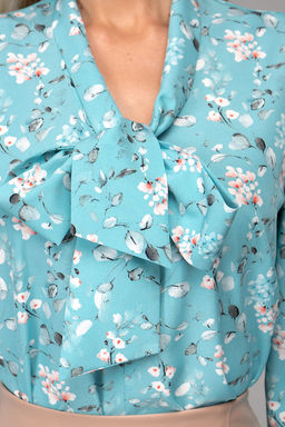 Блузка Бант (голубой/цветы) - Эльза фото 18