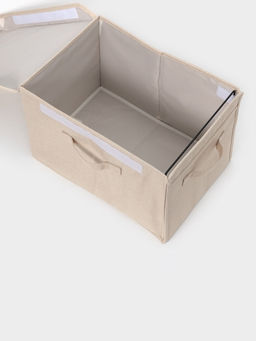 Короб стеллажный с крышкой LaDо́m, 38×26×24 см, бежевый, материал батист