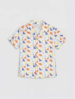 Resort Yaka Dinozor Bask?l? Erkek ?ocuk G?mlek