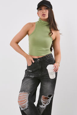 Топ трикотажный шалфей