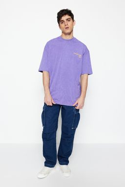 TRENDYOL MAN Antrasit Oversize/Genis Kesim Soluk Efektli Yaz? Bask?l? %100 Pamuklu T-Shirt TMNSS23TS00166 - Trendyolmilla фото 17