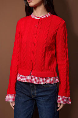 Lacivert Ekose Garni Yaka Detayl? Triko H?rka TWOAW26HI00259 - Trendyolmilla фото 6