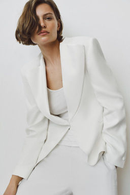 ZW COLLECTION TUXEDO-STYLE LINEN BLEND BLAZER - Zara фото 3