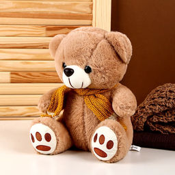 Мягкая игрушка «Мишка в шарфе», 24 см, цвет коричневый