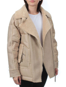 902 BEIGE Куртка зимняя облегченная женская (холлоффайбер 150 гр., искусственная дубленка) - Fashion фото 10
