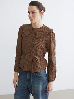 Bebe Yaka Ekose Gofre Kad?n G?mlek