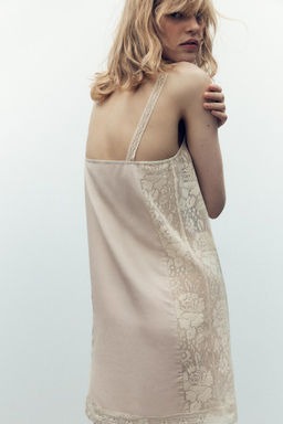 PLEATED LACE STRAPPY DRESS - Zara фото 6