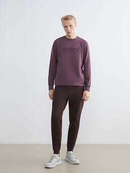 Bisiklet Yaka Bask?l? Erkek Sweatshirt