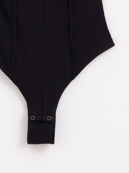 CONTE Боди в рубчик на шнуровке с декоративными швами LBD 2625 black - Conte elegant фото 8