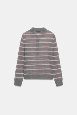 POLO EXTRAFINO CON LANA RAYAS / Gris - Zara фото 6