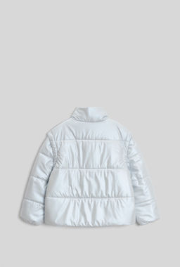 ACOOLA / Утеплённая куртка со съёмными рукавами для девочек в серо-голубом цвете фото 4