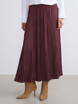 Beli Lastikli Saten Pileli Etek