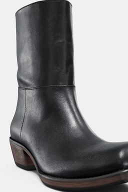 LEATHER COWBOY ANKLE BOOTS - Zara фото 9